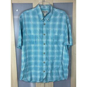 Duluth Trading Shirt Mens Sz L Relaxed Plaid Short Sleeve Outdoor Hiking Casual